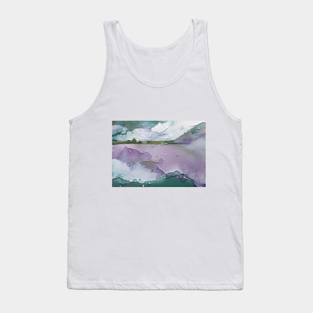 Green and Purple Abstract Landscape Tank Top by MyAbstractInk